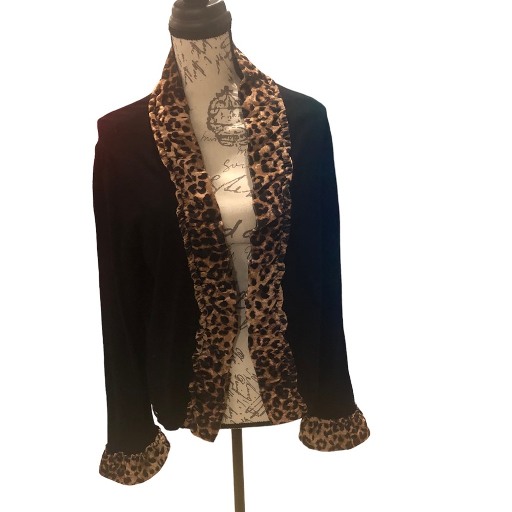 INC cheetah trimmed cardigan